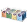 iDesign XL Tea Bag Organizer for Counter, 4-Section Clear Stackable Tea Storage Drawer for Cabinet view 1