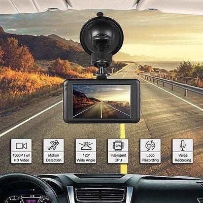 Black Box Dash Cam 1080P G-Sensor Looping Car Camera - Built-in Microphone, 120 Deg. Angle, 3" LCD Screen, G-Sensor
