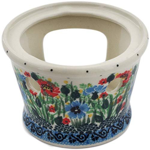 Polmedia Polish Pottery Heater UNIKAT - Meadow at Sunset Pattern Handmade in Boleslawiec Poland by Ceramika Artystyczna + Certificate of Authenticity