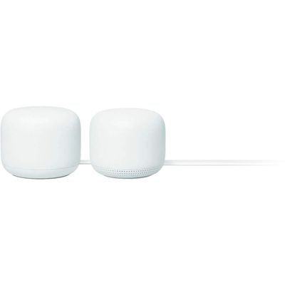 Nest WiFi Router with 1 Point - Mesh for Wireless Internet Wi-Fi Extender Smart Speaker Works and Google Home Systems Snow