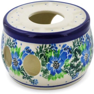 Polmedia Polish Pottery Heater - Wildflower Wreath Pattern Handmade in Boleslawiec Poland by Ceramika Artystyczna + Certificate of Authenticity