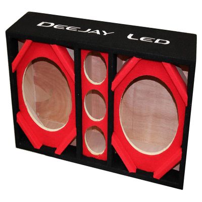 DEEJAY LED Two 10-in Woofers Plus Three Tweeters RED Empty Chuchera Speaker Enclosure - D10T3RED