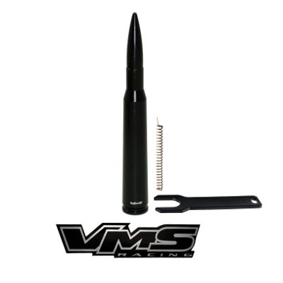 VMS RACING 50 CAL Caliber BLACK BULLET ANTENNA with ANTI-THEFT + COPPER COIL in Heavy Gauge CNC Machined Billet Aluminum Short Compatible with JEEP COMPASS
