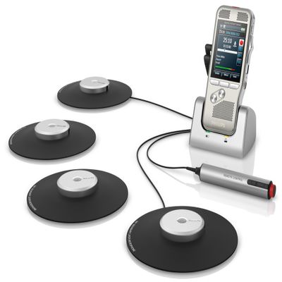 Philips DPM8900/02 Meeting Recorder Kit Digital Dictaphone with 4 Boundary Microphones 360, Includes SpeechExec Basic 2 Year Subscription