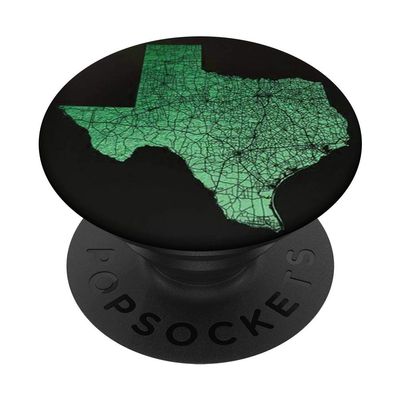 Cool Texas Map Design Trendy Texan State Love Flag on Black PopSockets PopGrip: Swappable Grip for Phones & Tablets