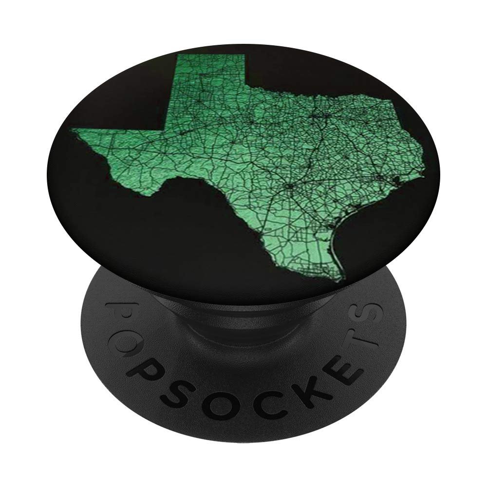 Cool Texas Map Design Trendy Texan State Love Flag on Black PopSockets PopGrip: Swappable Grip for Phones & Tablets