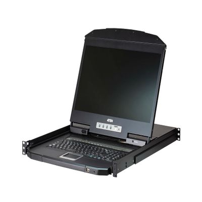 Aten - CL3108NX - Aten SOHO CL3108 LCD Rack Console - 128 Computer(s) - 18.5 LCD - HD - 1366 x 768PS/2 Port - 1 x USB - 8 x VGA - Keyboard - TouchPad - 120 V AC, 230 V AC Input Voltage - 1U High -
