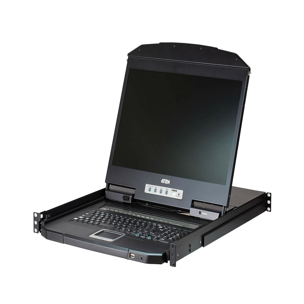 Aten - CL3108NX - Aten SOHO CL3108 LCD Rack Console - 128 Computer(s) - 18.5 LCD - HD - 1366 x 768PS/2 Port - 1 x USB - 8 x VGA - Keyboard - TouchPad - 120 V AC, 230 V AC Input Voltage - 1U High -