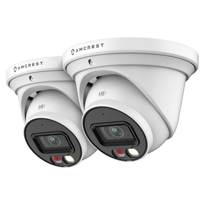 Amcrest 2-Pack AI Turret IP PoE Camera w/ 49ft Nightvision, Security IP Camera Outdoor, Built-in Microphone, Human & Vehicle Detection, Active Deterrent,129 FOV, 5MP@20fps 2PACK-IP5M-T1277EW-AI