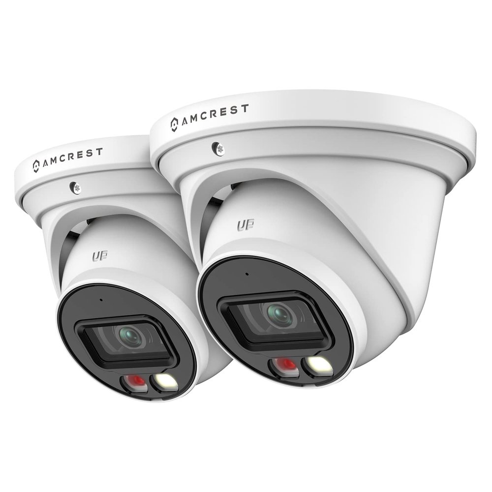Amcrest 2-Pack AI Turret IP PoE Camera w/ 49ft Nightvision, Security IP Camera Outdoor, Built-in Microphone, Human & Vehicle Detection, Active Deterrent,129 FOV, 5MP@20fps 2PACK-IP5M-T1277EW-AI