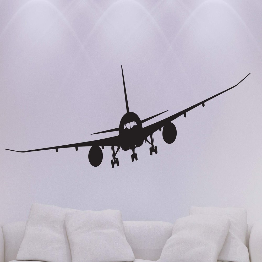 Airplane Boing 787 Wall Decal - Aviation Decor Sticker for Home, College Students, Dorms, Kids' Rooms - Vinyl Wall Decal, Size 12" H x 47" W Inches