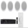 Rockville Commercial Audio Bundle: (4) CC65T White 6.5" 70V Ceiling Speakers White, for Restaurants with RCS80-1 60W Bluetooth Amplifier/Receiver, VOL70100 Wall Volume Control, 6-Items view 1