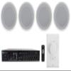 Rockville Commercial Audio Bundle: (4) CC80T White 8" 70V Ceiling Speakers for Restaurant/Bar with RCS80-1 60W 70V Amplifier with Bluetooth, VOL70100 Wall Volume Controller, 6-Items view 1