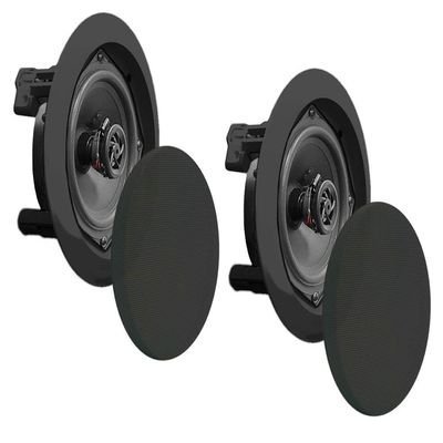 Pyle 250 Watt 8 Inch Flush 2 Way in-Wall or in-Ceiling Black Speakers, 2 Pack
