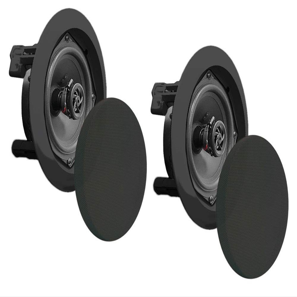 Pyle 250 Watt 8 Inch Flush 2 Way in-Wall or in-Ceiling Black Speakers, 2 Pack