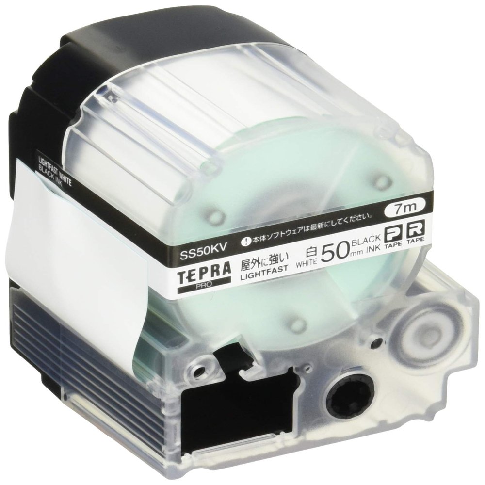 King Jim SS50KV Tepra PRO Tape Cartridge, Outdoor Strong Label, 2.0 inches (50 mm), White Label/Black Character, Length 2.8 ft (7 m)