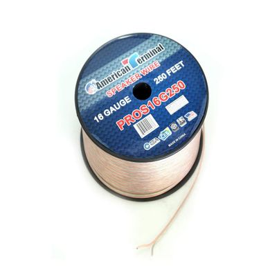 American Terminal PROS16G250 250 ft. of 16 Gauge Pro Series Clear Speaker Wire