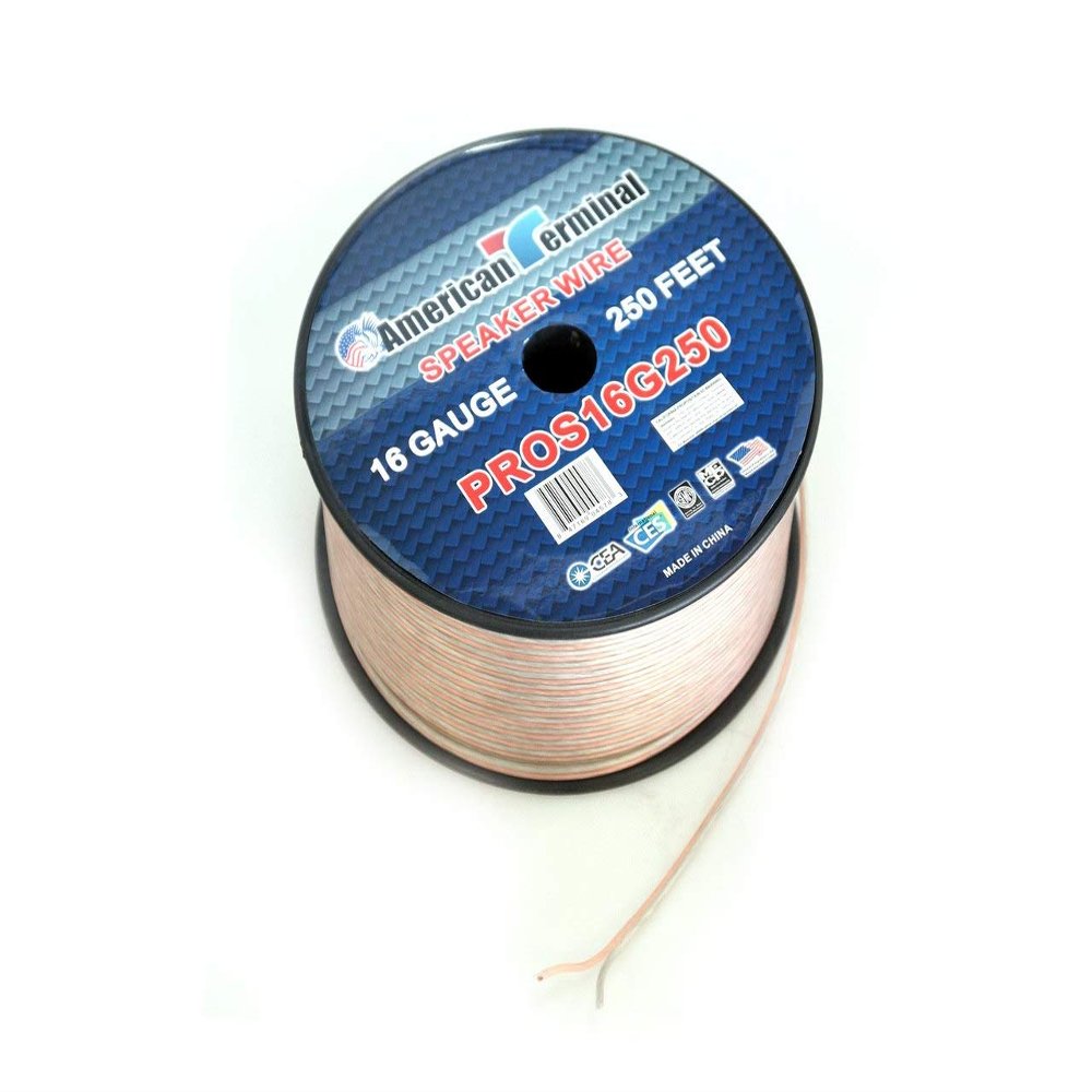 American Terminal PROS16G250 250 ft. of 16 Gauge Pro Series Clear Speaker Wire
