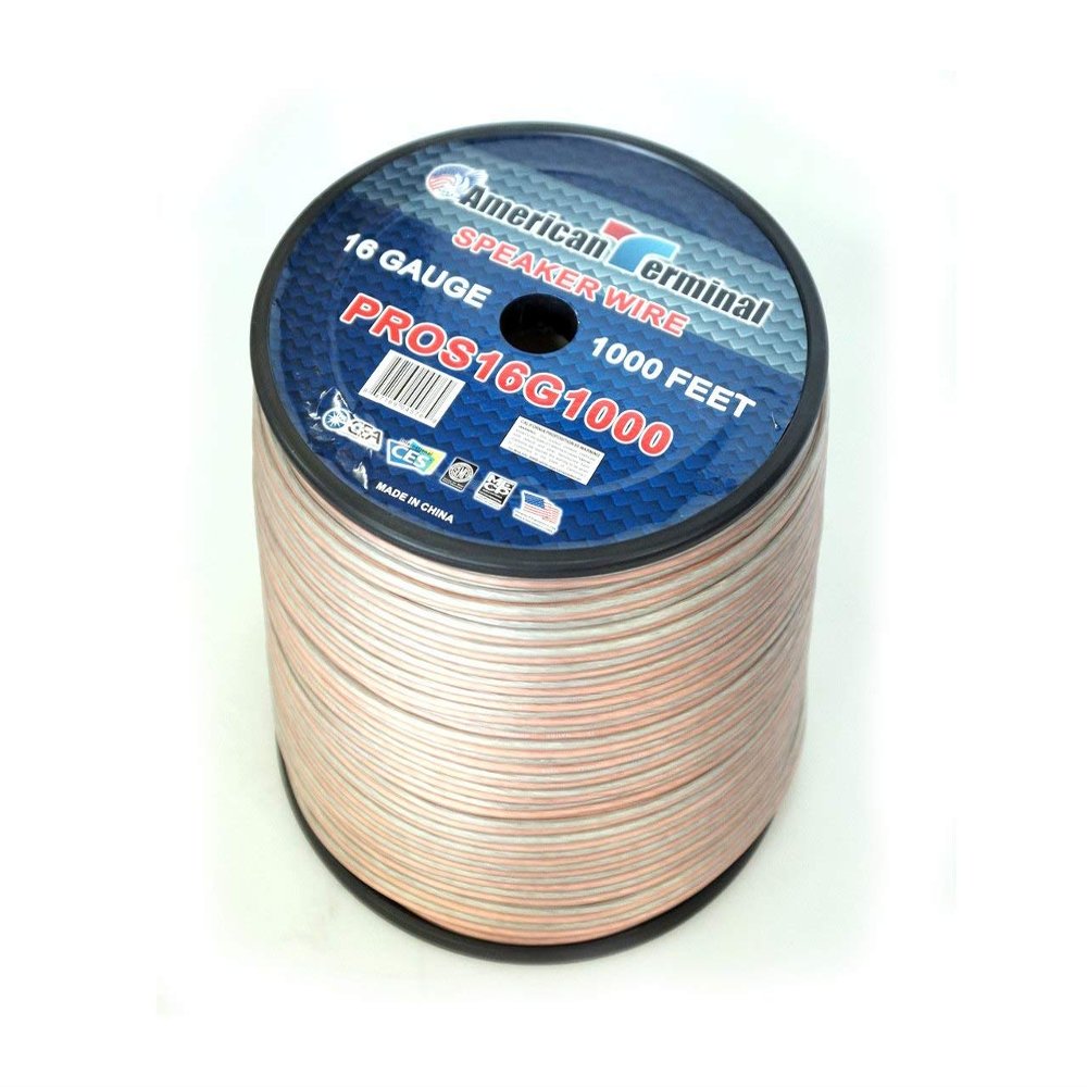 American Terminal PROS16G1000 1000 ft. of 16 Gauge Pro Series Clear Speaker Wire