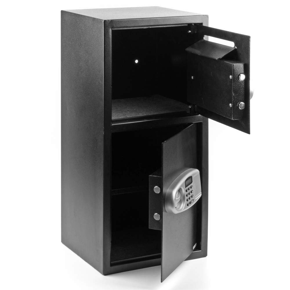 Safe Box Security Lock Box with Double Door and Keys,Safes Home Office Security Lock Digital Safe Depository Drop Box for Cash Valuable,Gun Storage
