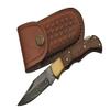 SANZ Folding Pocket Knife 6.75 - Damascus Steel Wood Handle Classic Lock Back Folding Knife for Camping, Hiking, Outdoor Use view 1
