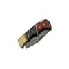 SANZ Damascus Folding Pocket Knife 3.5 Inch - Brown/Black Folding Knife for Men with Clip, Blade, Wood and Horn Handle for Camping, Outdoor Use view 3