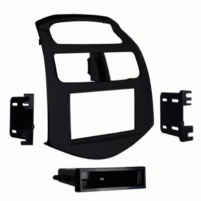 Carxtc Double or Single Din Install Car Stereo Dash Kit, Electronic Harness and Antenna Adapter for a Aftermarket Radio 2013-2015 Fits Chevrolet Spark Trim Bezel is Matte Black