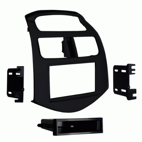 Carxtc Double or Single Din Install Car Stereo Dash Kit, Electronic Harness and Antenna Adapter for a Aftermarket Radio 2013-2015 Fits Chevrolet Spark Trim Bezel is Matte Black