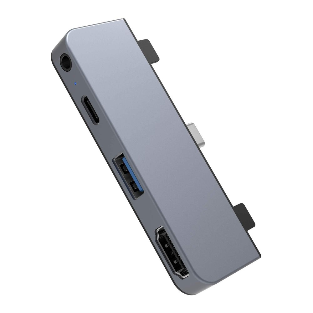 HyperDrive iPad Pro USB C Hub 4-in-1 USBC Hub w/ 4K30Hz HDMI, USB-C 5Gbps 60W PD, USB-A 5Gbps, 3.5mm Audio Jack Form-Fitting, Aluminum iPad Docking Station Compatible w/Air & Mini (Space Gray)