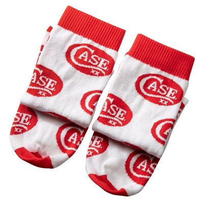 CASE XX Logo Dress Socks Red and White Cotton