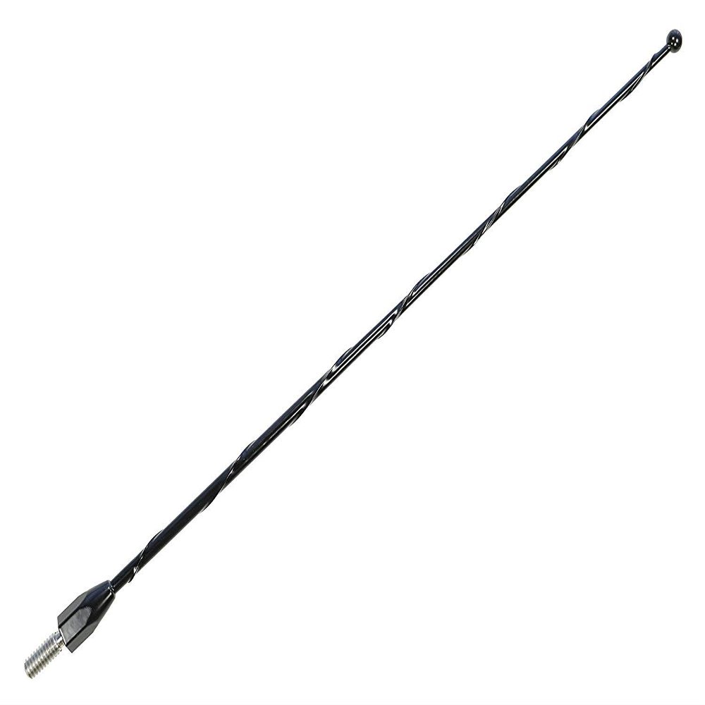 AntennaMastsRus - 12" Black Short AM/FM Antenna fits Freightliner Cascadia/Columbia/Coronado/M2 (All Years) Semi Truck - Spiral Wind Noise Cancellation - Spring Steel Construction