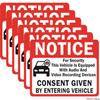 6-Pack Double Sided 3.5"x2.5"- Notice Vehicle is Equipped With Audio And Video Recording Devices Consent By Entering Car Sticker-Double Sided Vinyl Decal, UV Protected, Waterproof, Indoor&Outdoor Use view 1