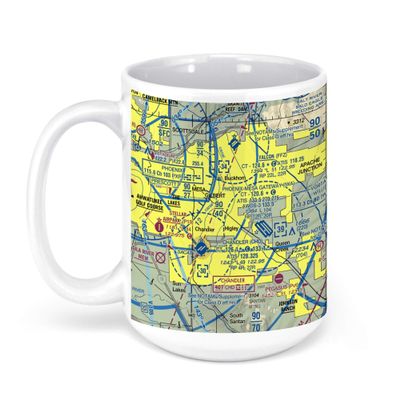 Phoenix-Mesa Gateway Airport, South Sossaman Road, Mesa, AZ, USA FAA Sectional Aeronautical Charts Chart Mug, 15oz