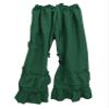 Womens Casual Ruffled Loose Pocket Pants Plus Size Cotton Linen Folds Pants Wide Leg Solid Color Hem Elastic Waisted Trousers (Green,Large) view 1