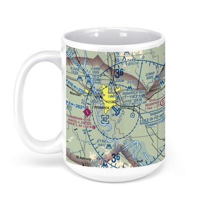 Bismarck Airport, University Drive, Bismarck, ND, USA FAA Sectional Aeronautical Charts Chart Mug, 15oz