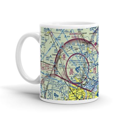 Jacksonville International Airport (Jax) (Jax), Yankee Clipper Drive, Jacksonville, FL, USA FAA Sectional Aeronautical Charts Chart Mug, 11oz