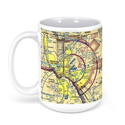 El Paso International Airport (ELP), Convair Rd, El Paso, TX, USA FAA Sectional Aeronautical Charts Chart Mug, 15oz