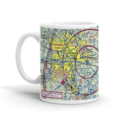 Richmond International Airport (RIC), Richard E Byrd Terminal Dr, Richmond, VA, USA FAA Sectional Aeronautical Charts Chart Mug, 11oz