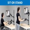 MOUNT-IT! Sit Stand Monitor Desk Mount [Fits 32" Screens] Height Adjustable, Full-Motion Articulating Arm with Keyboard Tray and Cable Management (Black) view 2