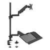 MOUNT-IT! Sit Stand Monitor Desk Mount [Fits 32" Screens] Height Adjustable, Full-Motion Articulating Arm with Keyboard Tray and Cable Management (Black) view 3