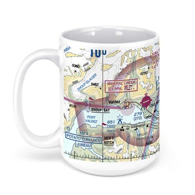 Valdez Airport (RAVN Desk), Valdez, AK, USA FAA Sectional Aeronautical Charts Chart Mug, 15oz