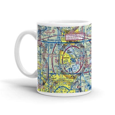 Orlando Sanford International Airport (SFB), Red Cleveland Boulevard, Sanford, FL, USA FAA Sectional Aeronautical Charts Chart Mug, 11oz