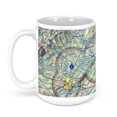 Charlottesville?Albemarle Airport, Bowen Loop, Charlottesville, VA, USA FAA Sectional Aeronautical Charts Chart Mug, 15oz
