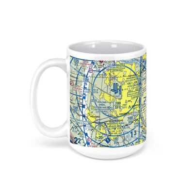 Washington DULLES Intl Airport (IAD), Saarinen Circle, Dulles, VA, USA FAA Sectional Aeronautical Charts Chart Mug, 15oz
