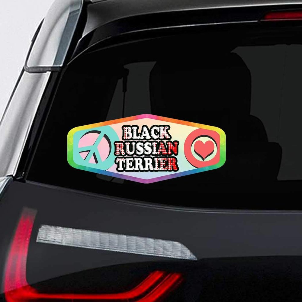 Makoroni - Peace Love Black Russian Terrier Dog Dogs Car Laptop Wall Sticker Decal - 8"x4", #y24
