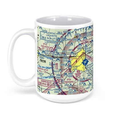 Lafayette Regional Airport-LFT, Terminal Drive, Lafayette, LA, USA FAA Sectional Aeronautical Charts Chart Mug, 15oz