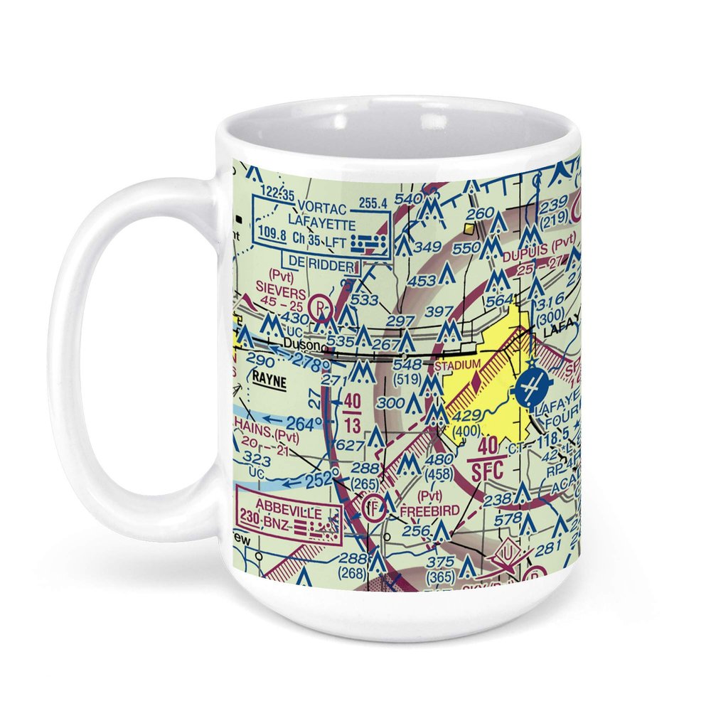 Lafayette Regional Airport-LFT, Terminal Drive, Lafayette, LA, USA FAA Sectional Aeronautical Charts Chart Mug, 15oz