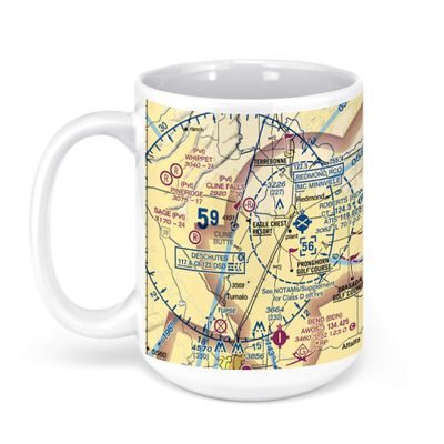 Redmond Airport (RDM), Redmond, OR, USA FAA Sectional Aeronautical Charts Chart Mug, 15oz