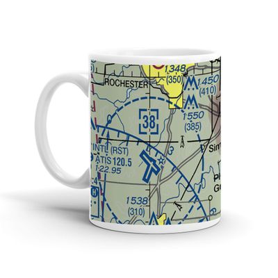 RST - Rochester Intl Airport, Helgerson Drive Southwest, Rochester, MN, USA FAA Sectional Aeronautical Charts Chart Mug, 11oz
