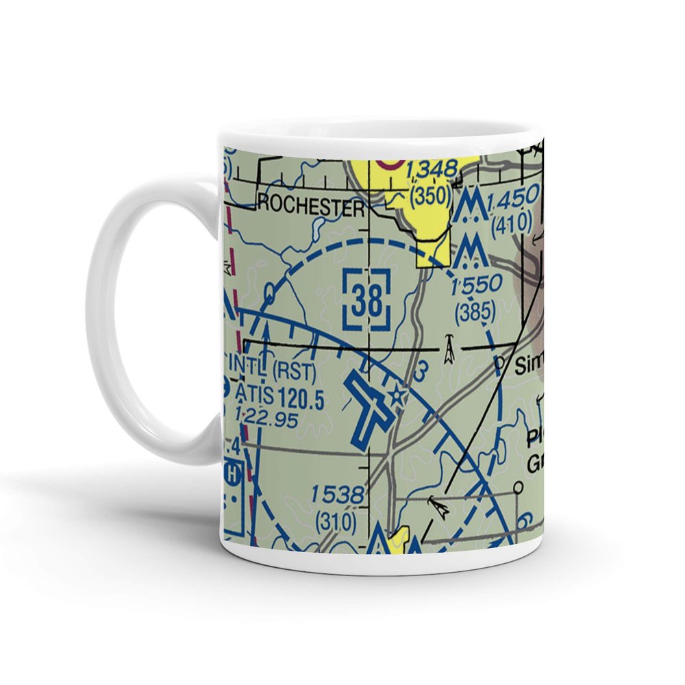 RST - Rochester Intl Airport, Helgerson Drive Southwest, Rochester, MN, USA FAA Sectional Aeronautical Charts Chart Mug, 11oz
